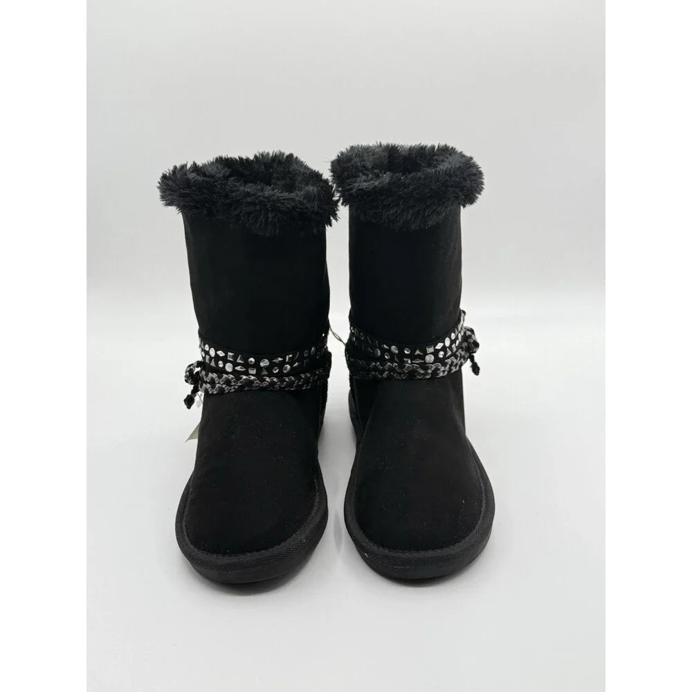 Justice‎ Girls “Ugg” Tassels Fur Lined Boots Y2K Old Stock  Black 7 NWT